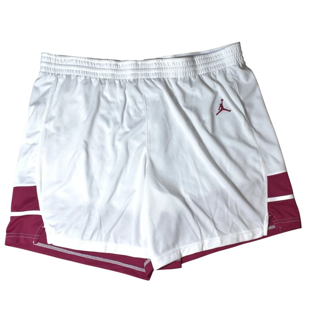Jordan Stock Overtime Basketball Shorts Men's 4XL White Maroon‎ NWT FQ5375-104
